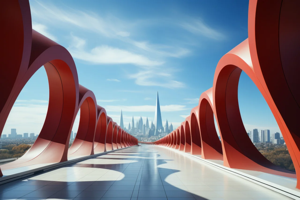 Modern city skyline with architectural structures